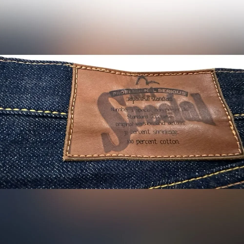 Vtg special edition Evisu heritage seldvage denim with black embroidered logo